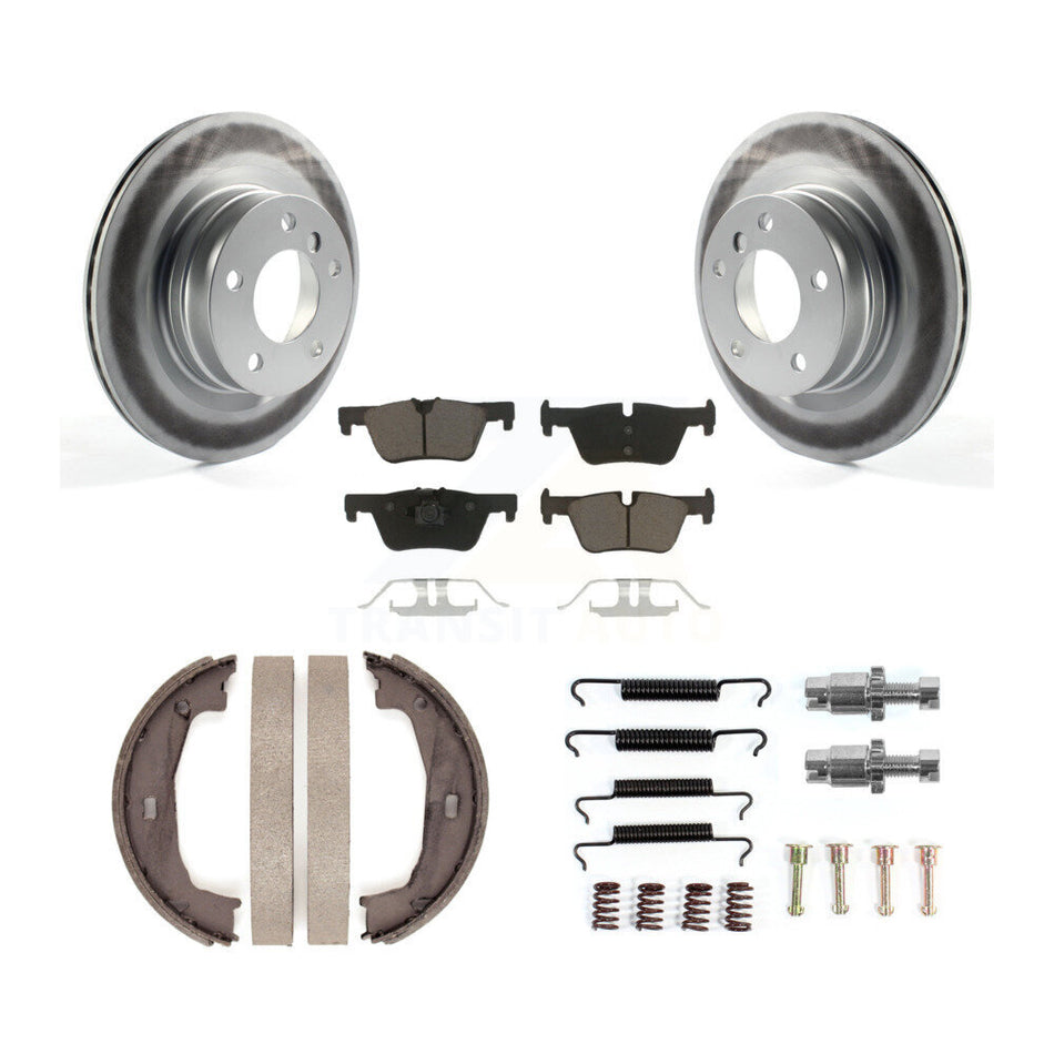 Rear Disc Coated Rotors Ceramic Pads Parking Brake Shoes And Hardware Kit For BMW 328i KGC-103371