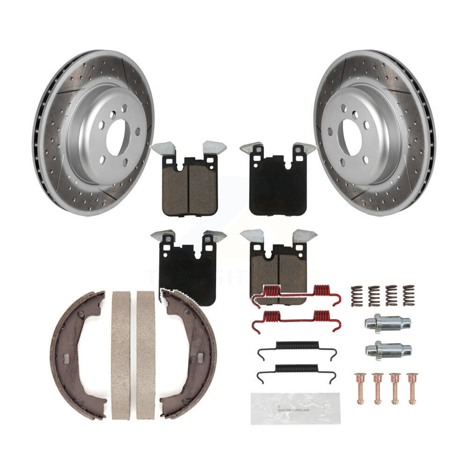 Rear Disc Coated Rotors Ceramic Pads Parking Shoes Hardware Kit For BMW 428i xDrive 328i KGC-103373