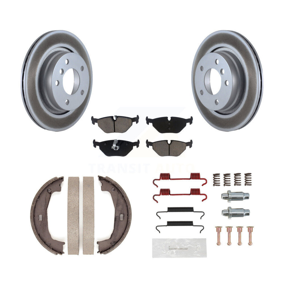 Rear Disc Coated Rotors Ceramic Pads Parking Shoes & Hardware Kit For BMW 325Ci 325i 328i KGC-103374