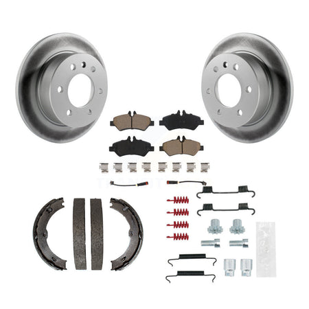 Rear Disc Coated Rotors Ceramic Pads Parking Shoes & Hardware Kit For Sprinter 2500 Dodge KGC-103375