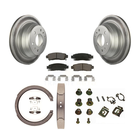 Rear Disc Coated Rotors Ceramic Pads Parking Shoes & Hardware Kit For Chevrolet GMC Envoy KGC-103391