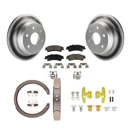 Rear Disc Coated Rotors Ceramic Pads Parking Shoes & Hardware Kit For Chevrolet Silverado KGC-103395
