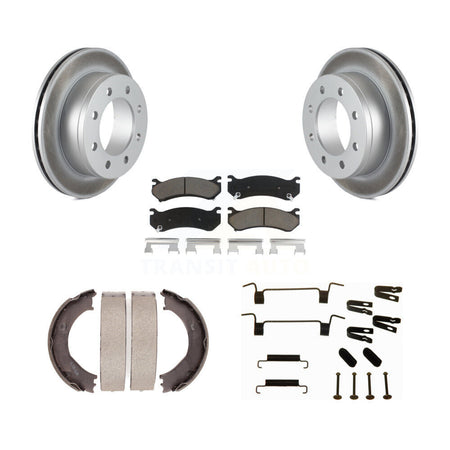 Rear Disc Coated Rotors Ceramic Pads Parking Shoes & Hardware Kit For Chevrolet Silverado KGC-103396