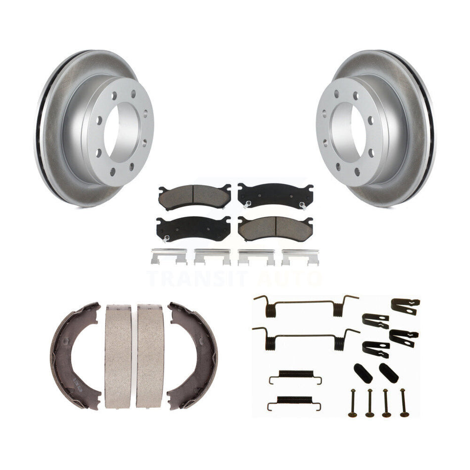 Rear Disc Coated Rotors Ceramic Pads Parking Shoes & Hardware Kit For Chevrolet Silverado KGC-103396