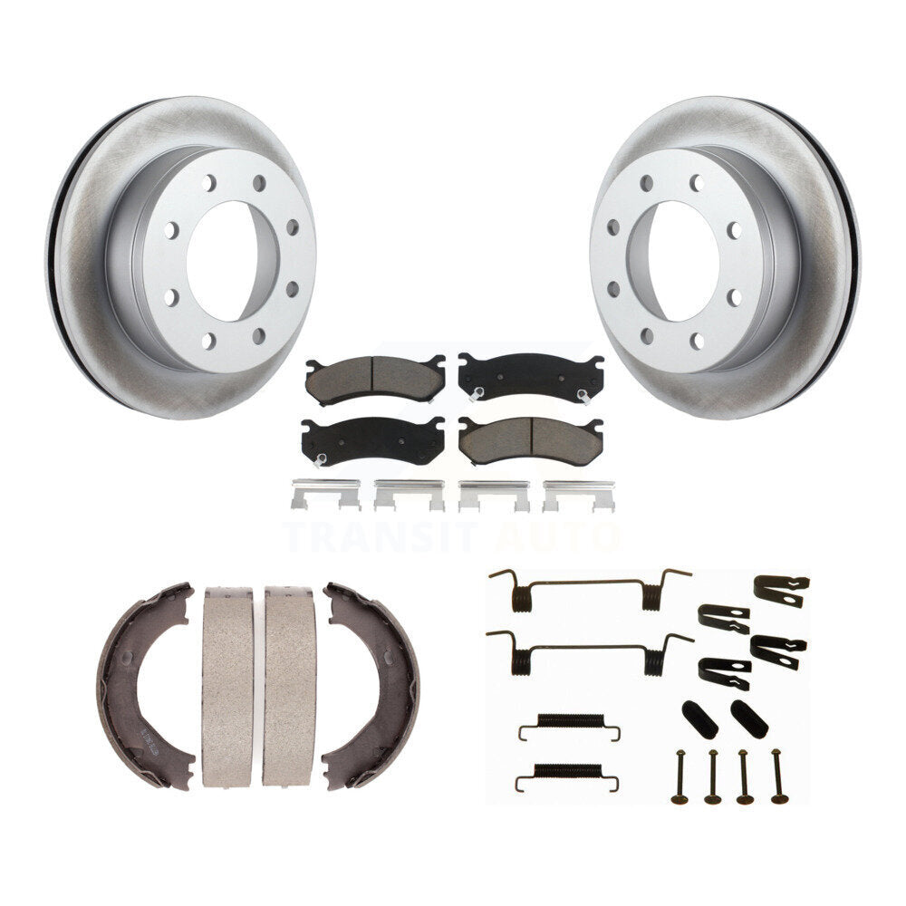Rear Disc Coated Rotors Ceramic Pads Parking Shoes & Hardware Kit For Chevrolet Silverado KGC-103397