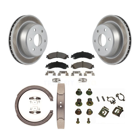 Rear Disc Coated Rotors Ceramic Pads Parking Shoes & Hardware Kit For Chevrolet Silverado KGC-103400