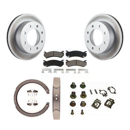 Rear Disc Coated Rotors Ceramic Pads Parking Shoes & Hardware Kit For GMC Sierra 1500 HD KGC-103401