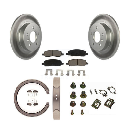 Rear Disc Coated Rotors Ceramic Pads Parking Brake Shoes & Hardware Kit For Cadillac DTS KGC-103402