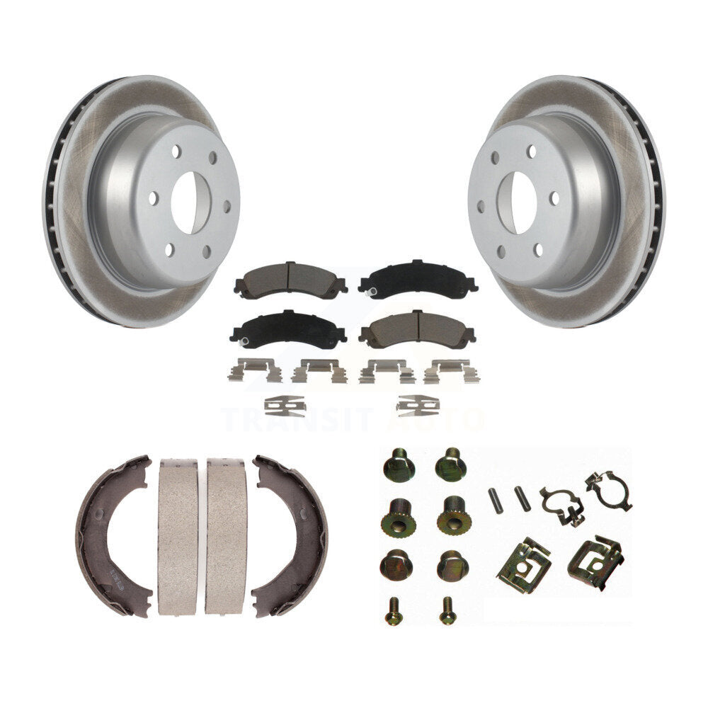 Rear Disc Coated Rotors Ceramic Pads Parking Shoes & Hardware Kit For Chevrolet Silverado KGC-103406