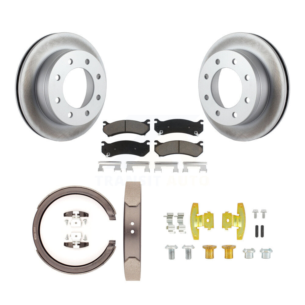 Rear Disc Coated Rotors Ceramic Pads Parking Shoes & Hardware Kit For Chevrolet Silverado KGC-103409