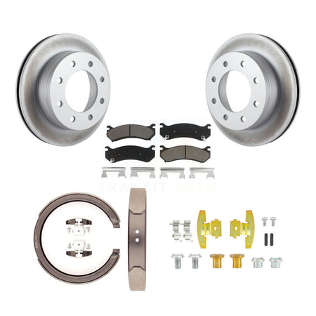 Rear Disc Coated Rotors Ceramic Pads Parking Shoes & Hardware Kit For Chevrolet Silverado KGC-103409