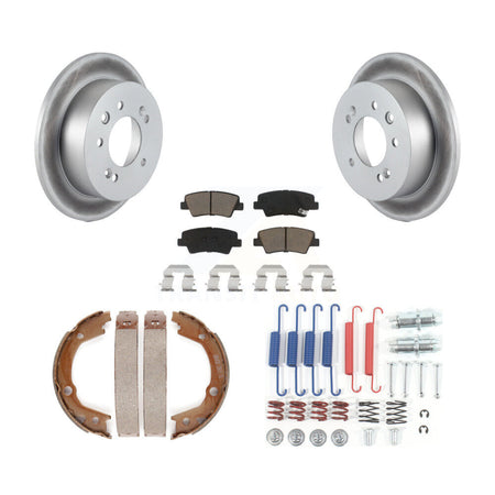 Rear Disc Coated Rotors Ceramic Pads Parking Brake Shoes Hardware Kit For Hyundai Elantra KGC-103421