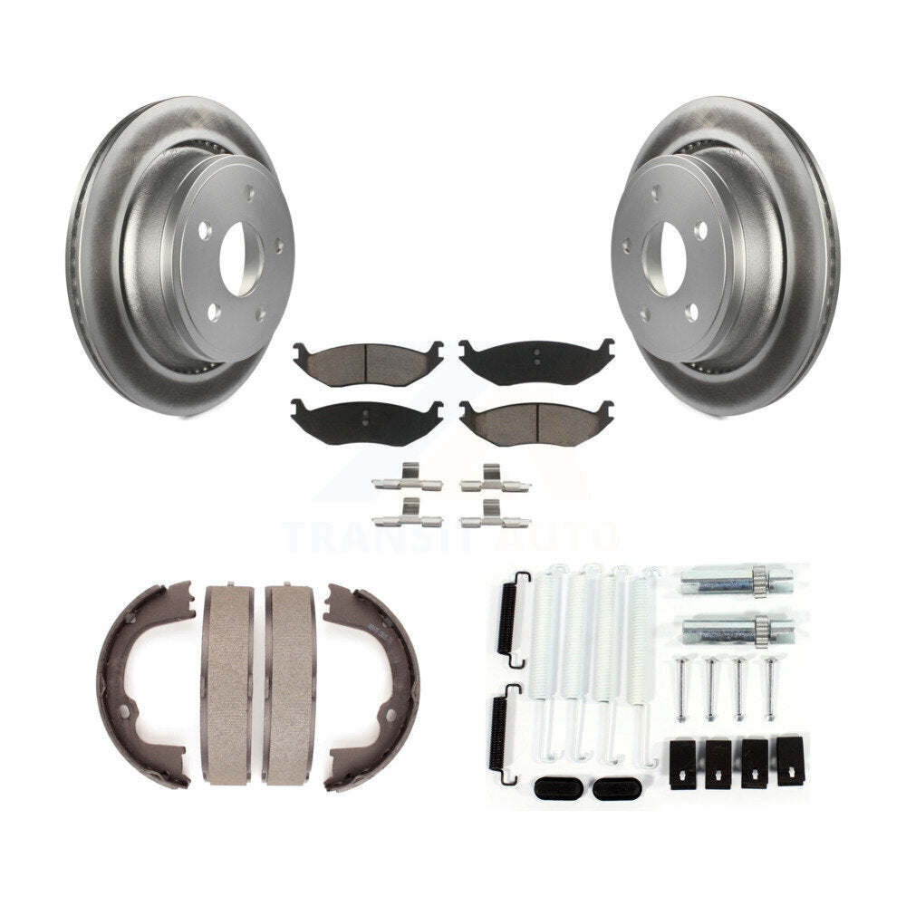 Rear Disc Coated Rotors Ceramic Pads Parking Shoes And Hardware Kit For Ram 1500 Classic KGC-103422