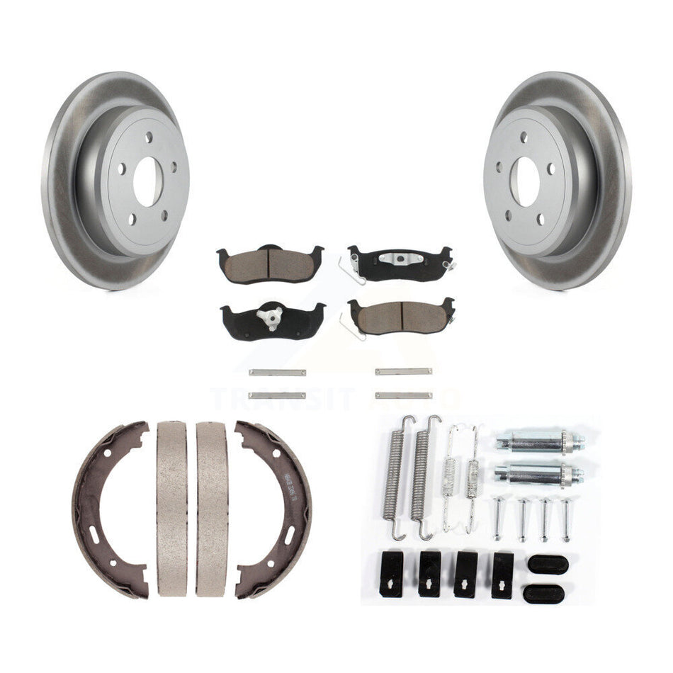 Rear Disc Coated Rotors Ceramic Pads Parking Shoes & Hardware Kit For Jeep Grand Cherokee KGC-103429