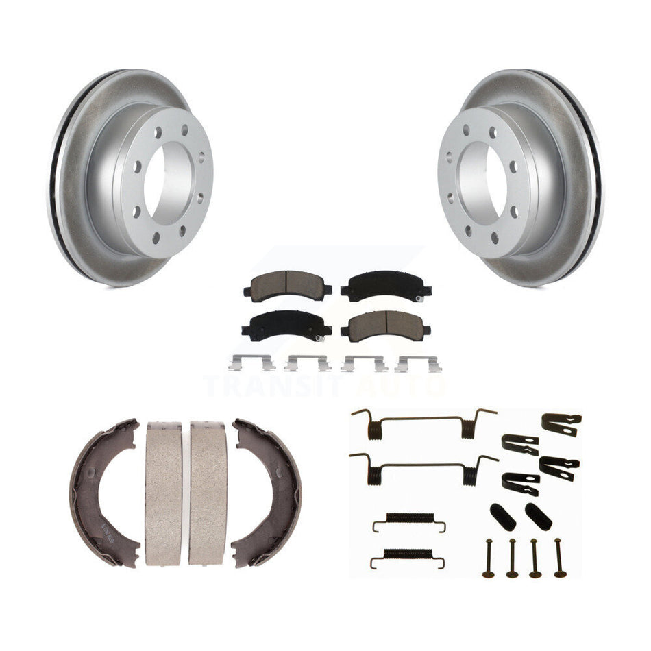 Rear Disc Coated Rotors Ceramic Pads Parking Shoes Hardware Kit For Chevrolet GMC Express KGC-103434