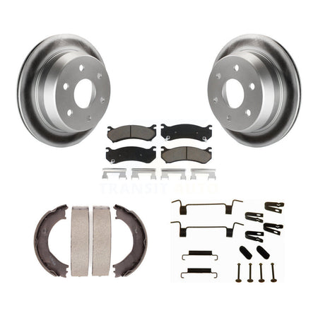 Rear Disc Coated Rotors Ceramic Pads Parking Shoes & Hardware Kit For Chevrolet Silverado KGC-103441