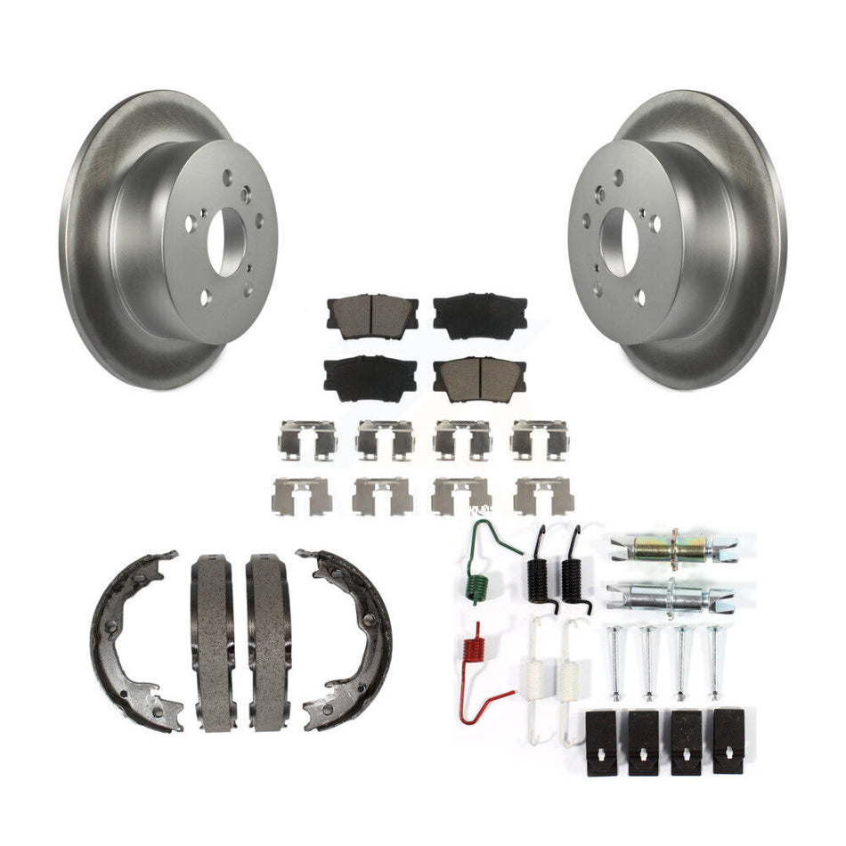 Rear Disc Coated Rotors Ceramic Pads Parking Shoes & Hardware Kit For Toyota Camry Lexus KGC-103444