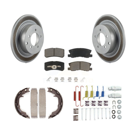Rear Disc Coated Rotors Ceramic Pads Parking Shoes Hardware Kit For Mitsubishi Lancer RVR KGC-103445