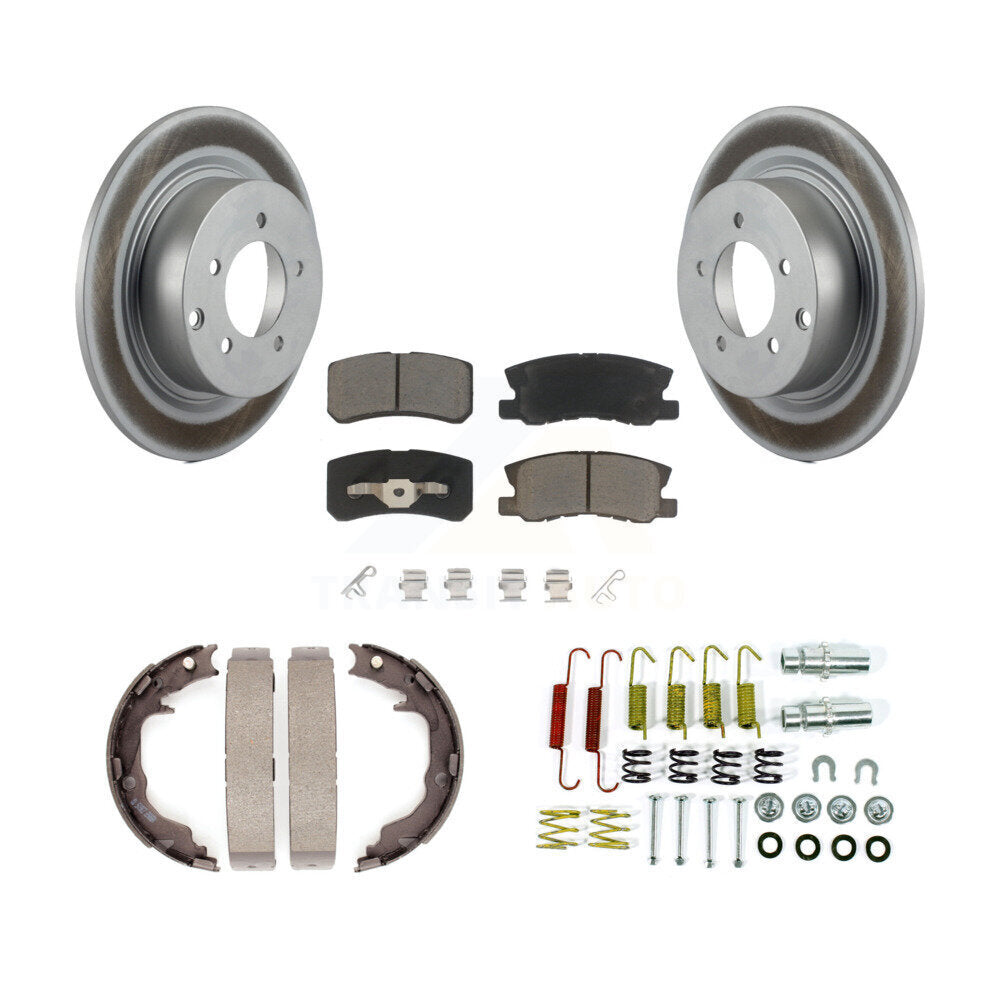 Rear Disc Coated Rotors Ceramic Pads Parking Shoes Hardware Kit For Jeep Patriot Chrysler KGC-103447