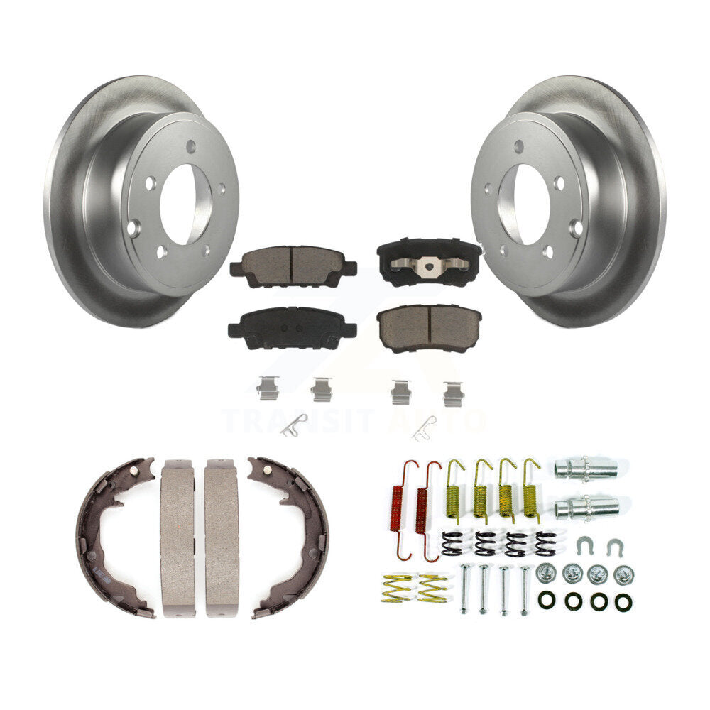 Rear Disc Coated Rotors Ceramic Pads Parking Shoes & Hardware Kit For Jeep Patriot Dodge KGC-103448