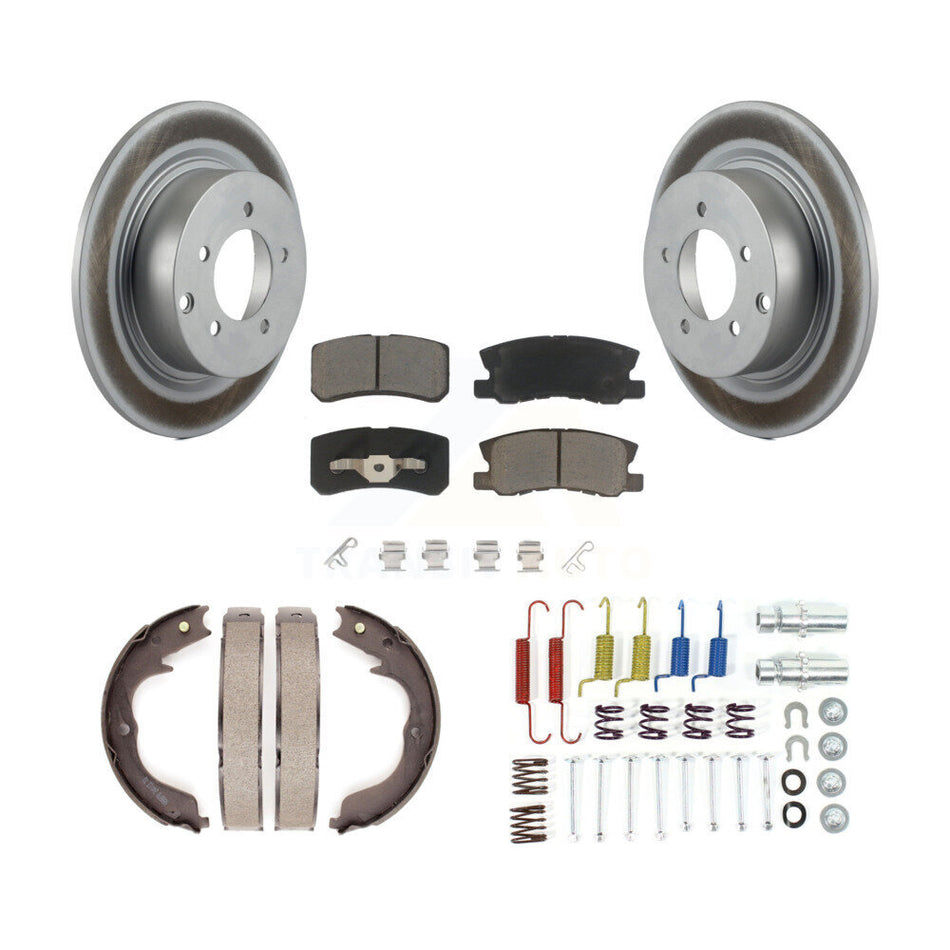 Rear Disc Coated Rotors Ceramic Pads Parking Shoes Hardware Kit For Mitsubishi Outlander KGC-103453