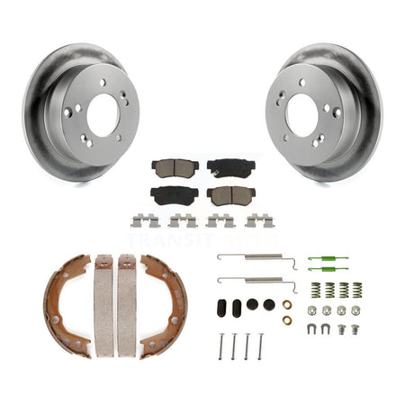 Rear Disc Coated Rotors Ceramic Pads Parking Shoes & Hardware Kit For Hyundai Sonata 2.4L KGC-103461