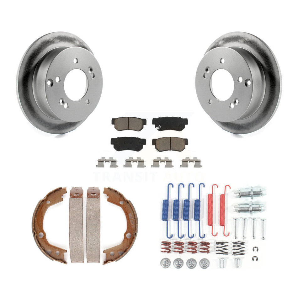 Rear Disc Coated Rotors Ceramic Pads Parking Shoes Hardware Kit For 2007-2010 Kia Optima KGC-103463