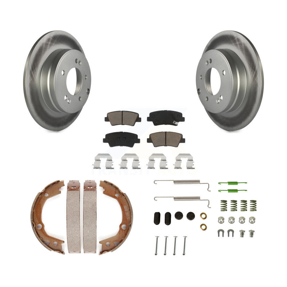 Rear Disc Coated Rotors Ceramic Pads Parking Shoes & Hardware Kit For Hyundai Sonata 3.3L KGC-103465