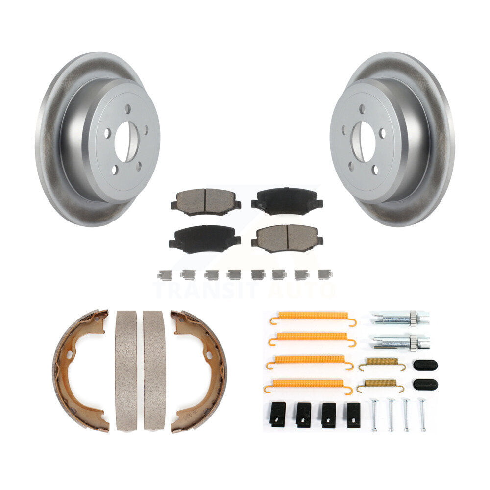 Rear Disc Coated Rotors Ceramic Pads Parking Shoes & Hardware Kit For Jeep Liberty Dodge KGC-103466