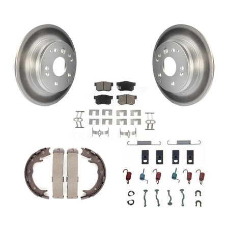 Rear Disc Coated Rotors Ceramic Pads Parking Brake Shoes Hardware Kit For Acura TL Honda KGC-103468