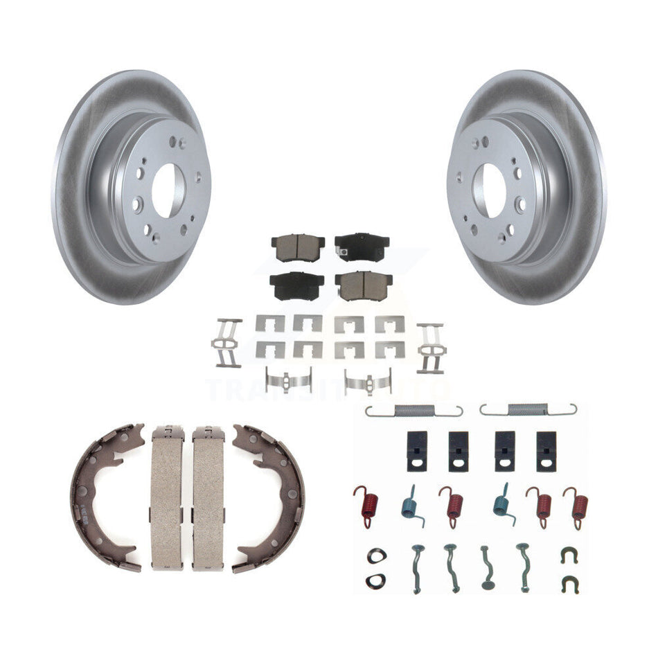 Rear Disc Coated Rotors Ceramic Pads Parking Shoes Hardware Kit For 2002-2004 Honda CR-V KGC-103469