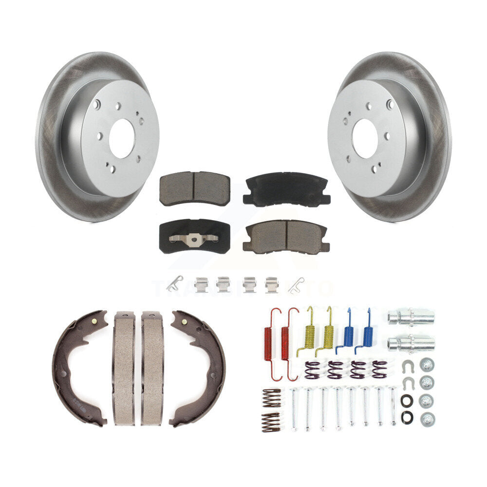 Rear Disc Coated Rotors Ceramic Pads Parking Shoes & Hardware Kit For Mitsubishi Endeavor KGC-103475