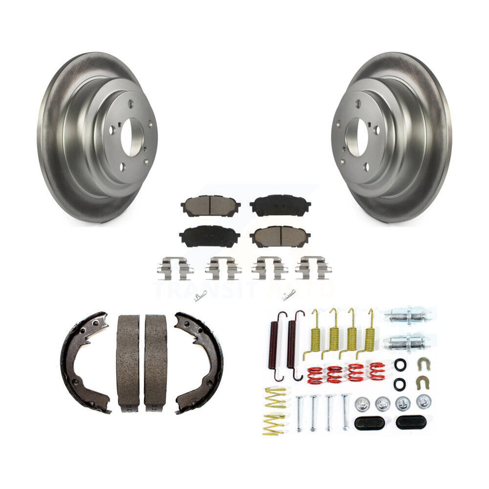 Rear Disc Coated Rotors Ceramic Pads Parking Shoes & Hardware Kit For Subaru Impreza Saab KGC-103476