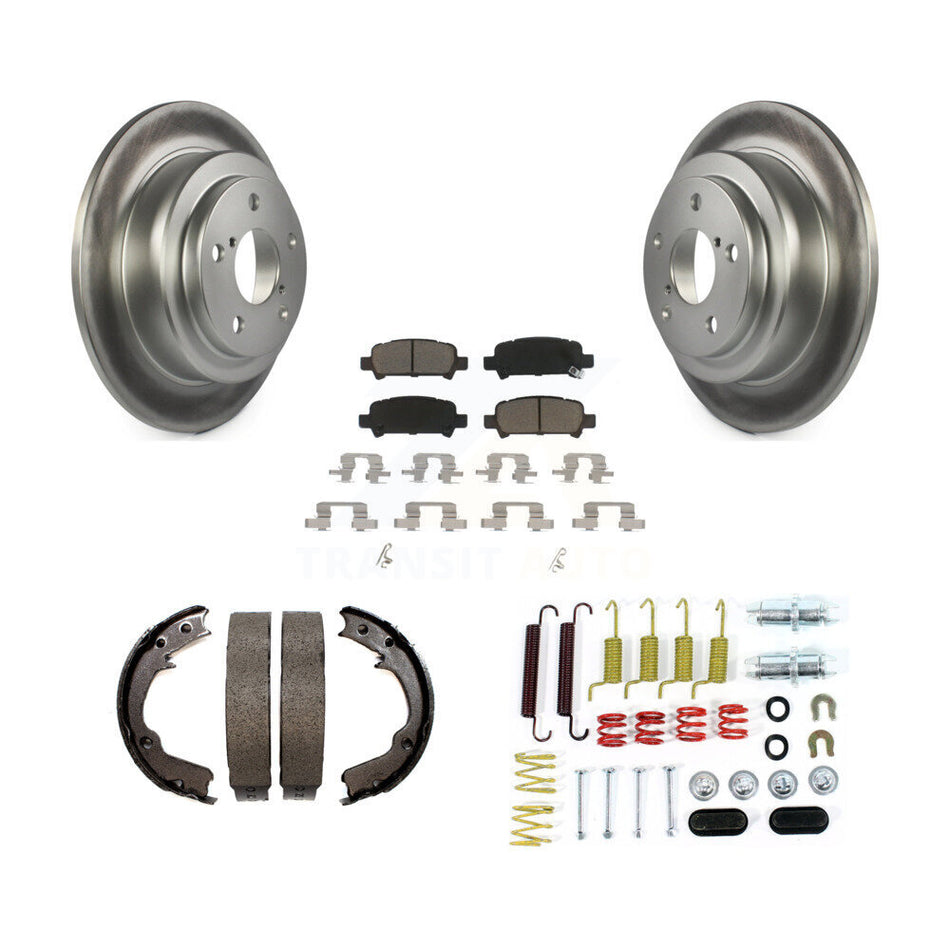 Rear Disc Coated Rotors Ceramic Pads Parking Brake Shoes Hardware Kit For Subaru Forester KGC-103477