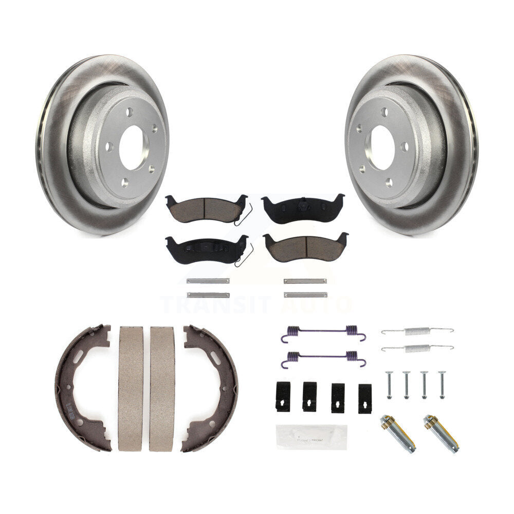 Rear Disc Coated Rotors Ceramic Pads Parking Shoes Hardware Kit For 2010-2011 Ford Ranger KGC-103479