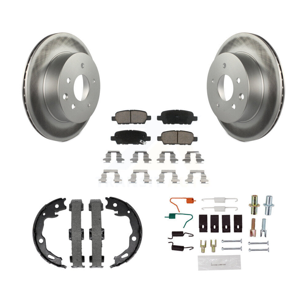 Rear Disc Coated Rotors Ceramic Pads Parking Brake Shoes & Hardware Kit For Nissan Rogue KGC-103480