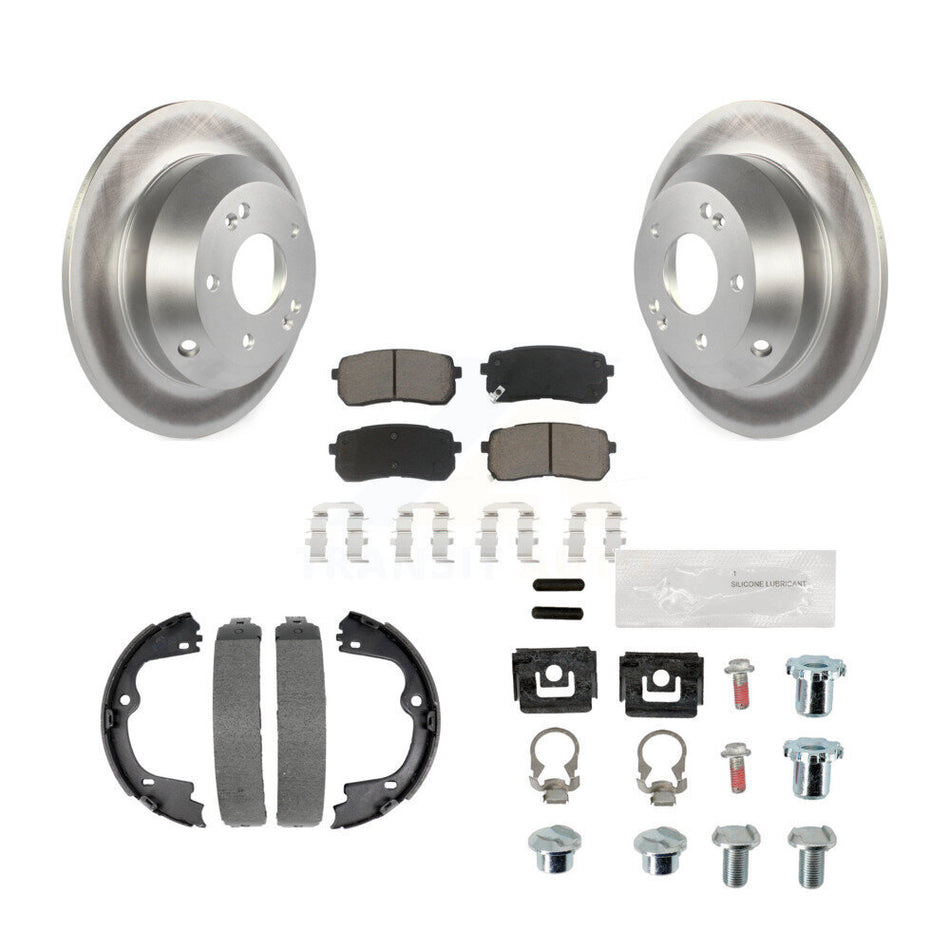 Rear Disc Coated Rotors Ceramic Pads Parking Brake Shoes And Hardware Kit For Kia Sedona KGC-103481