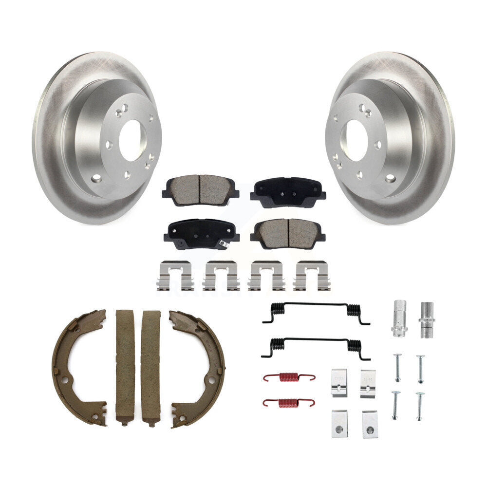 Rear Disc Coated Rotors Ceramic Pads Parking Shoes Hardware Kit For Hyundai Santa Fe Kia KGC-103482