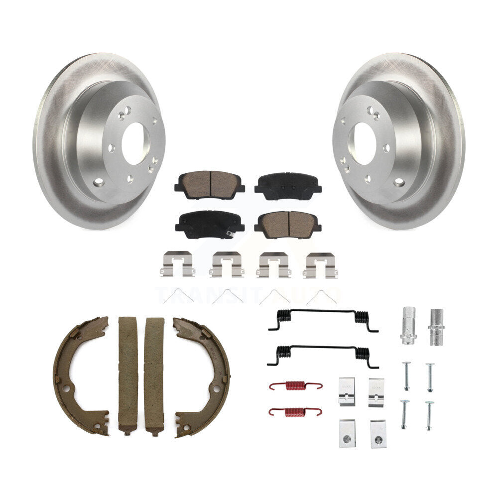 Rear Disc Coated Rotors Ceramic Pads Parking Shoes & Hardware Kit For Hyundai Santa Fe XL KGC-103484