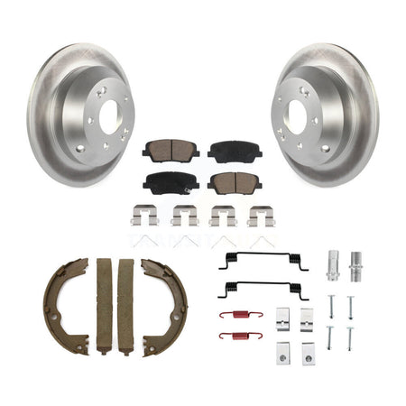 Rear Disc Coated Rotors Ceramic Pads Parking Shoes & Hardware Kit For Hyundai Santa Fe XL KGC-103484