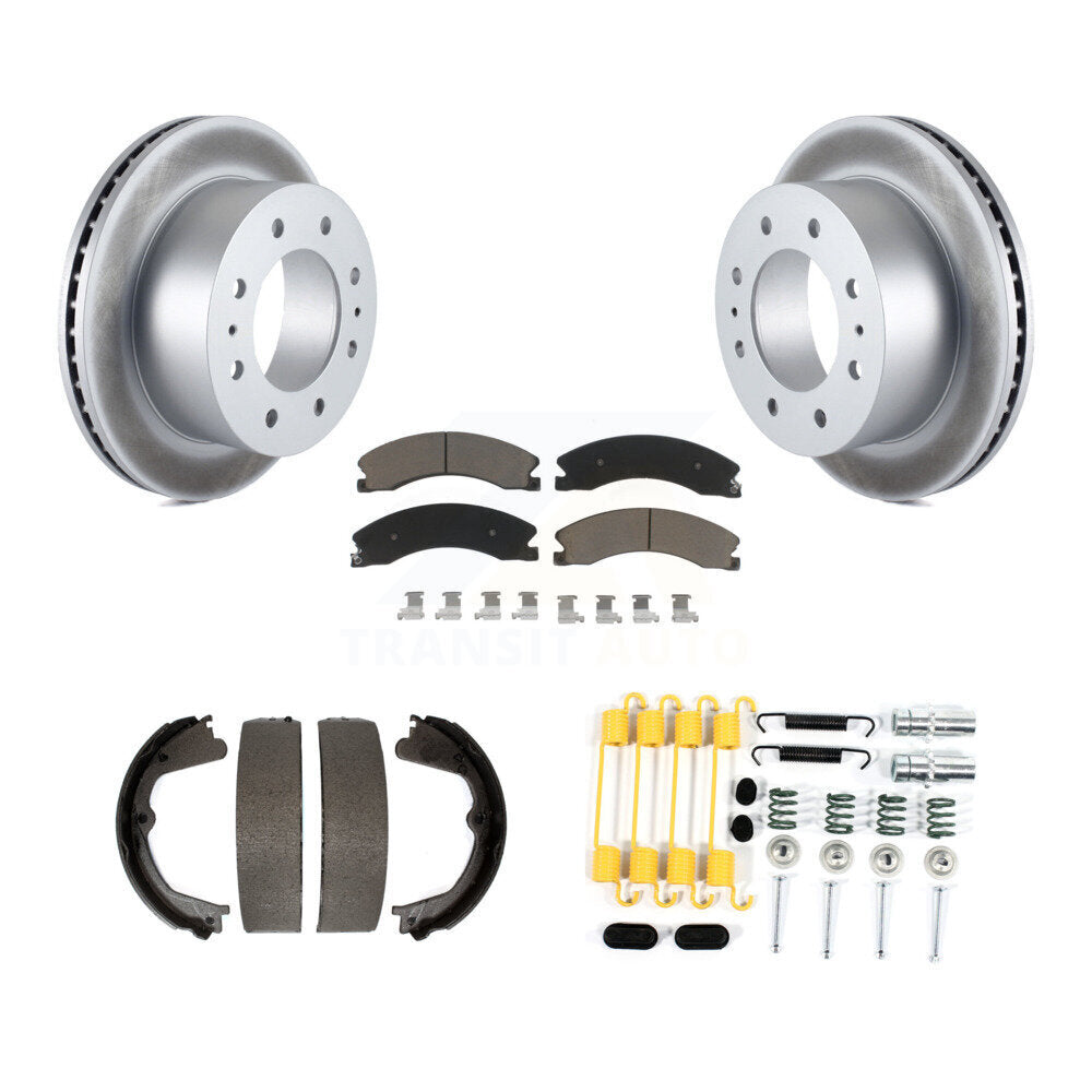 Rear Disc Coated Rotors Ceramic Pads Parking Shoes & Hardware Kit For Chevrolet Silverado KGC-103488