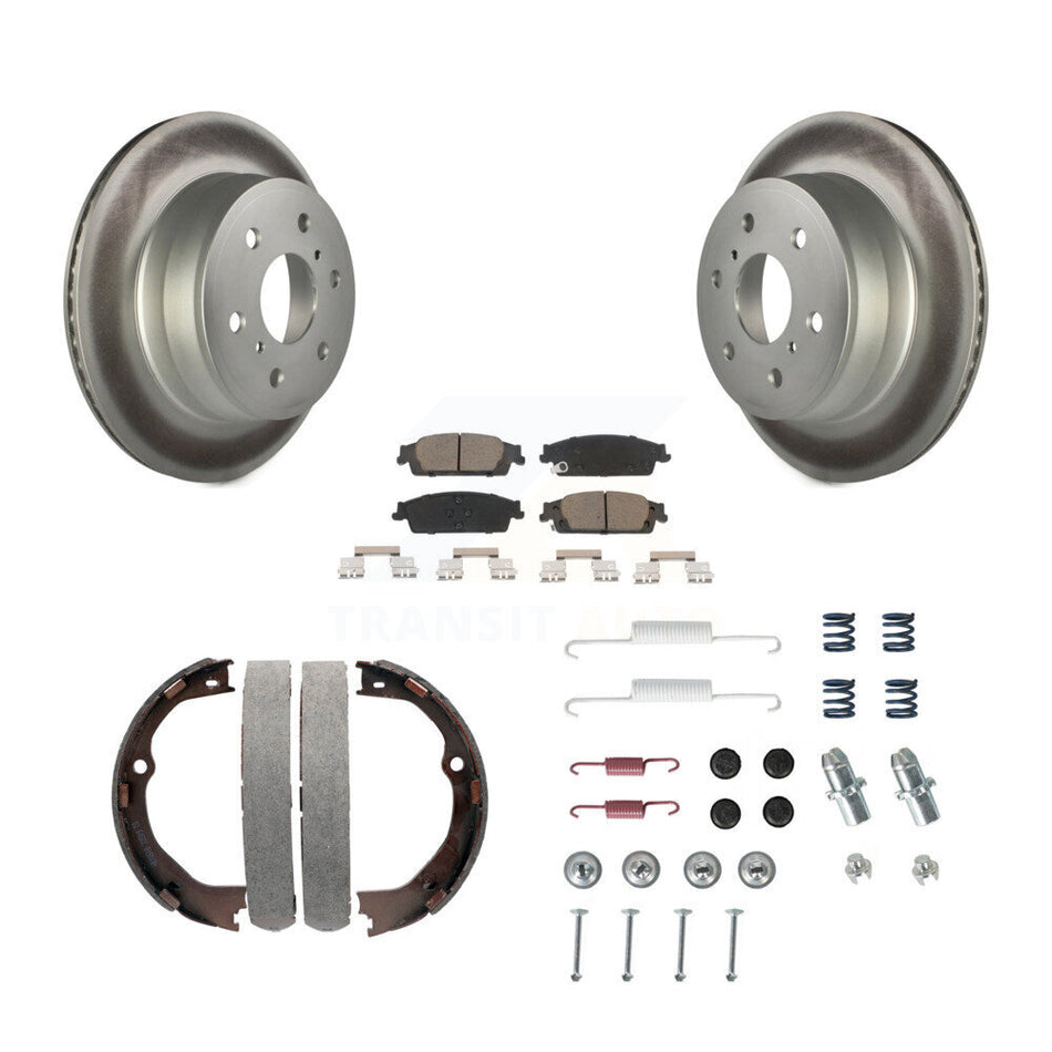Rear Disc Coated Rotors Ceramic Pads Parking Shoes Hardware Kit For GMC Chevrolet Sierra KGC-103490