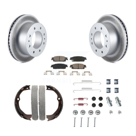 Rear Disc Coated Rotors Ceramic Pads Parking Shoes & Hardware Kit For Chevrolet Suburban KGC-103491