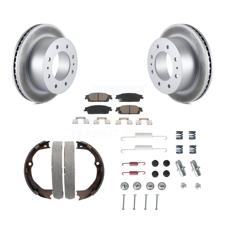 Rear Disc Coated Rotors Ceramic Pads Parking Shoes & Hardware Kit For Chevrolet Suburban KGC-103491