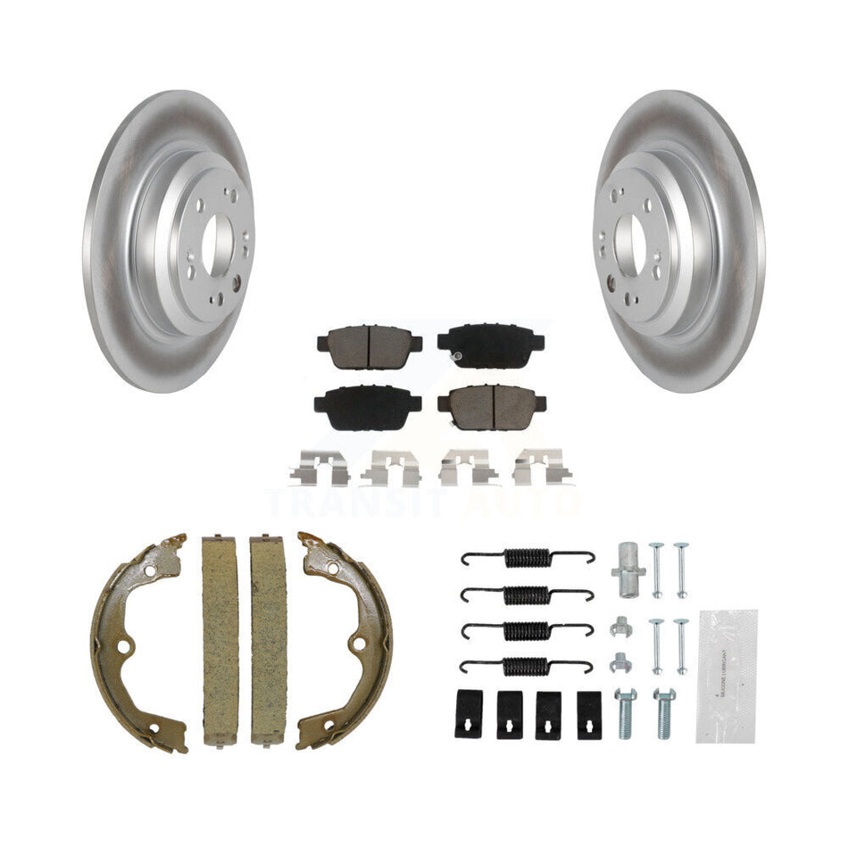 Rear Disc Coated Rotors Ceramic Pads Parking Shoes & Hardware Kit For 2009-2014 Acura TL KGC-103492