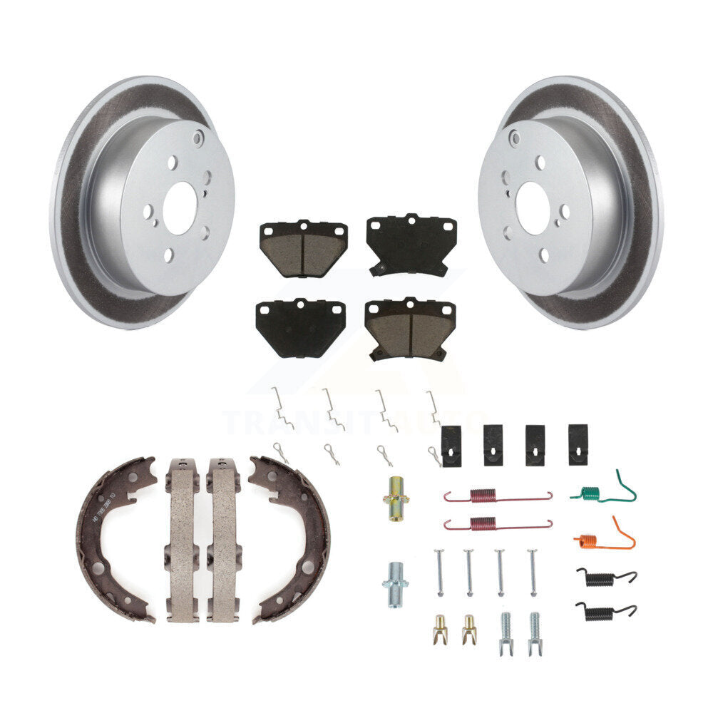 Rear Disc Coated Rotors Ceramic Pads Parking Shoes Hardware Kit For Toyota Corolla Matrix KGC-103497