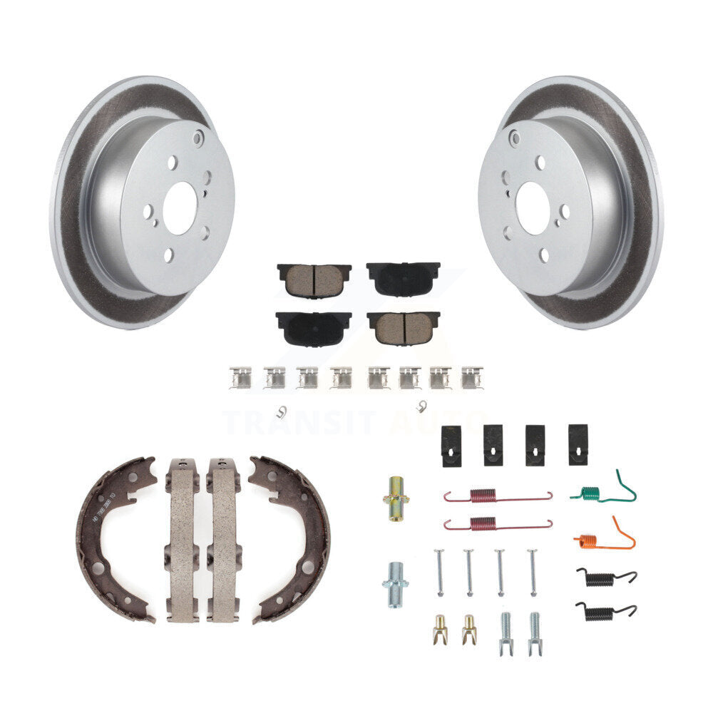 Rear Disc Coated Rotors Ceramic Pads Parking Shoes & Hardware Kit For 2005-2010 Scion tC KGC-103498