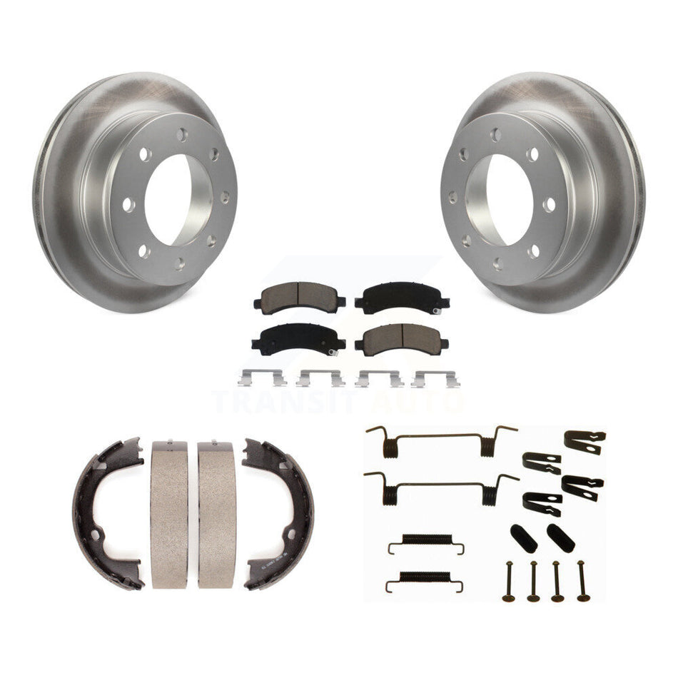 Rear Disc Coated Rotors Ceramic Pads Parking Shoes Hardware Kit For Chevrolet GMC Savana KGC-103508