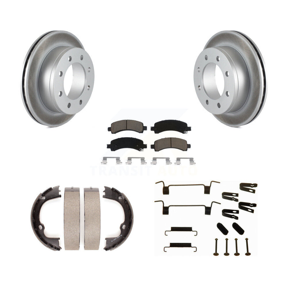 Rear Disc Coated Rotors Ceramic Pads Parking Shoes Hardware Kit For Chevrolet GMC Savana KGC-103509