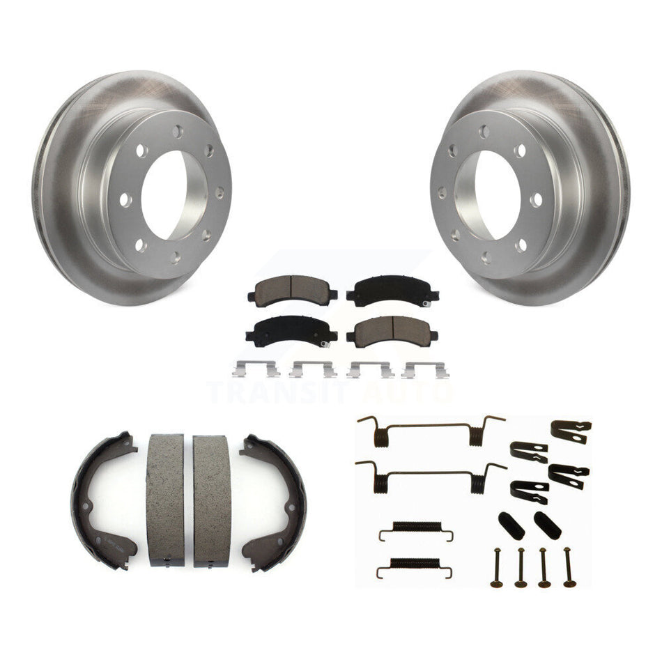 Rear Disc Coated Rotors Ceramic Pads Parking Brake Shoes Hardware Kit For GMC Savana 3500 KGC-103512